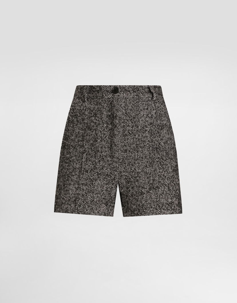 Šortky Dolce & Gabbana Dolce & Gabbana Chevron Wool Blend Shorts Šedá | FTDDYTFCZAGS8030