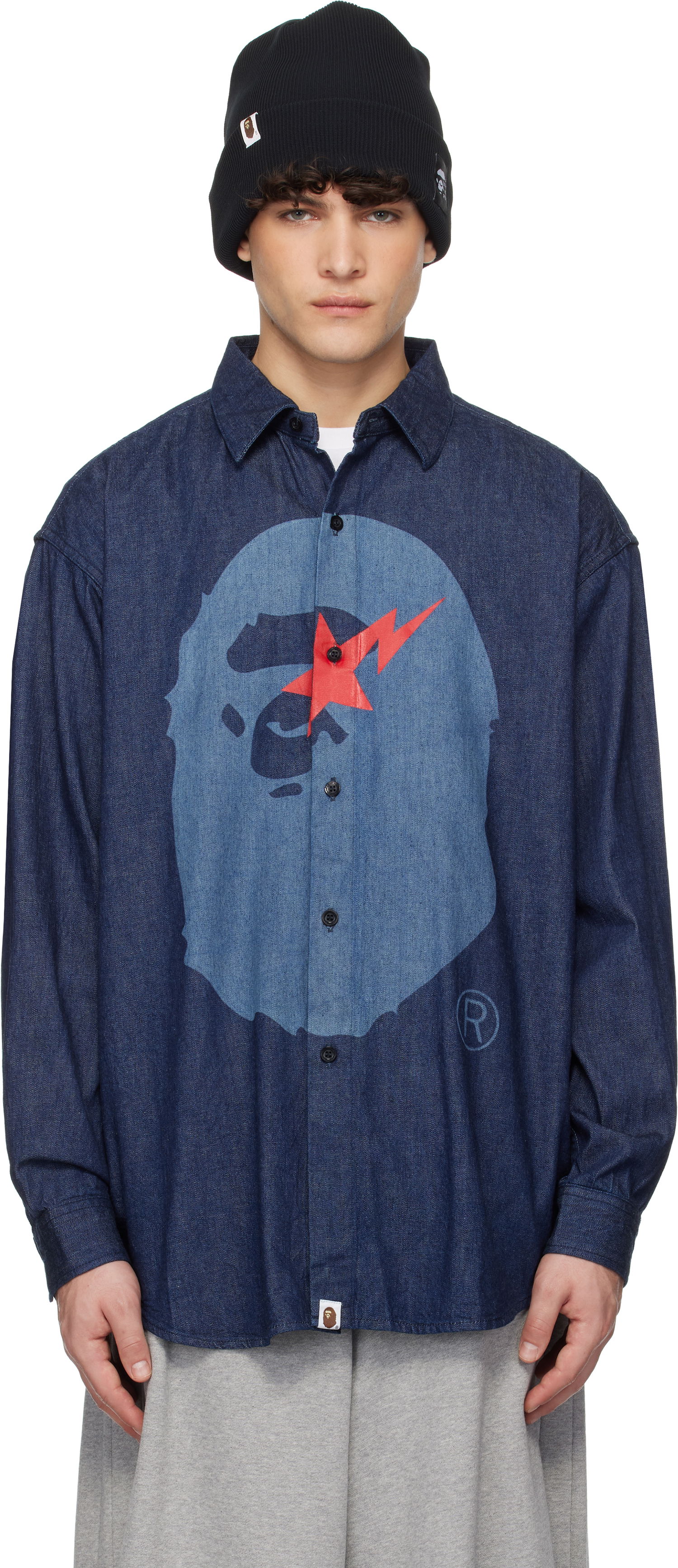 Košeľa BAPE Relaxed Fit Denim Shirt Navy | 001SHK221002F, 0