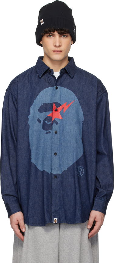 Košeľa BAPE Relaxed Fit Denim Shirt Navy | 001SHK221002F, 0