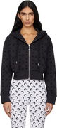 Marine Serre Moonogram Flocked Fleece Cropped Zipped Hoodie