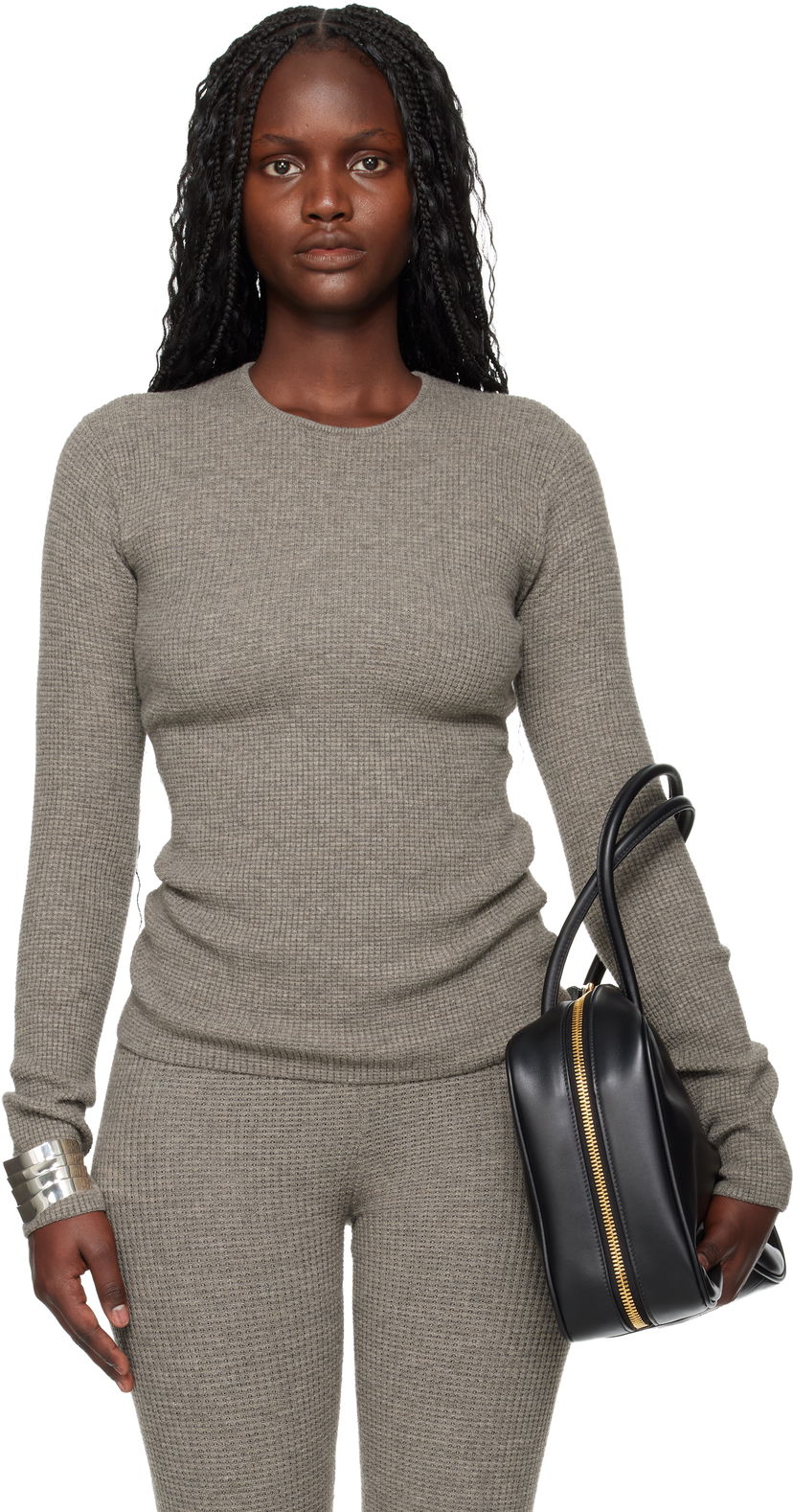 Tričko Fear of God Fear of God ESSENTIALS Holiday Waffle Long Sleeve T-shirt Šedá | 192HO257242FW