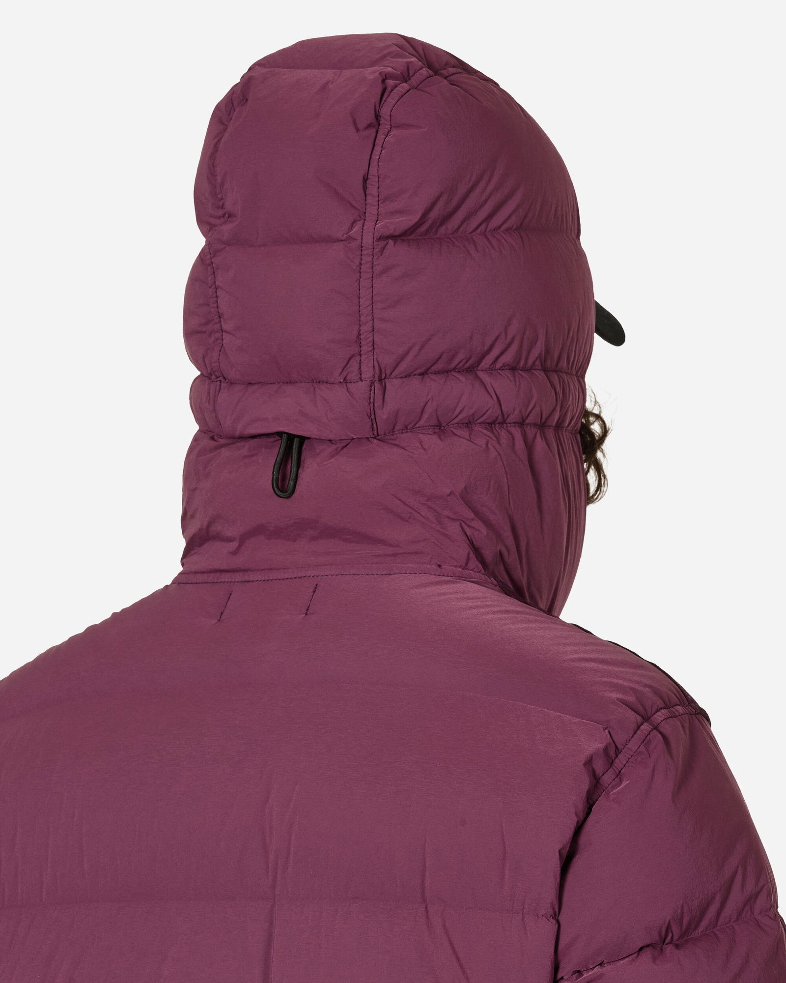 Seamless Tunnel Nylon Hooded Down Jacket Dark Burgundy