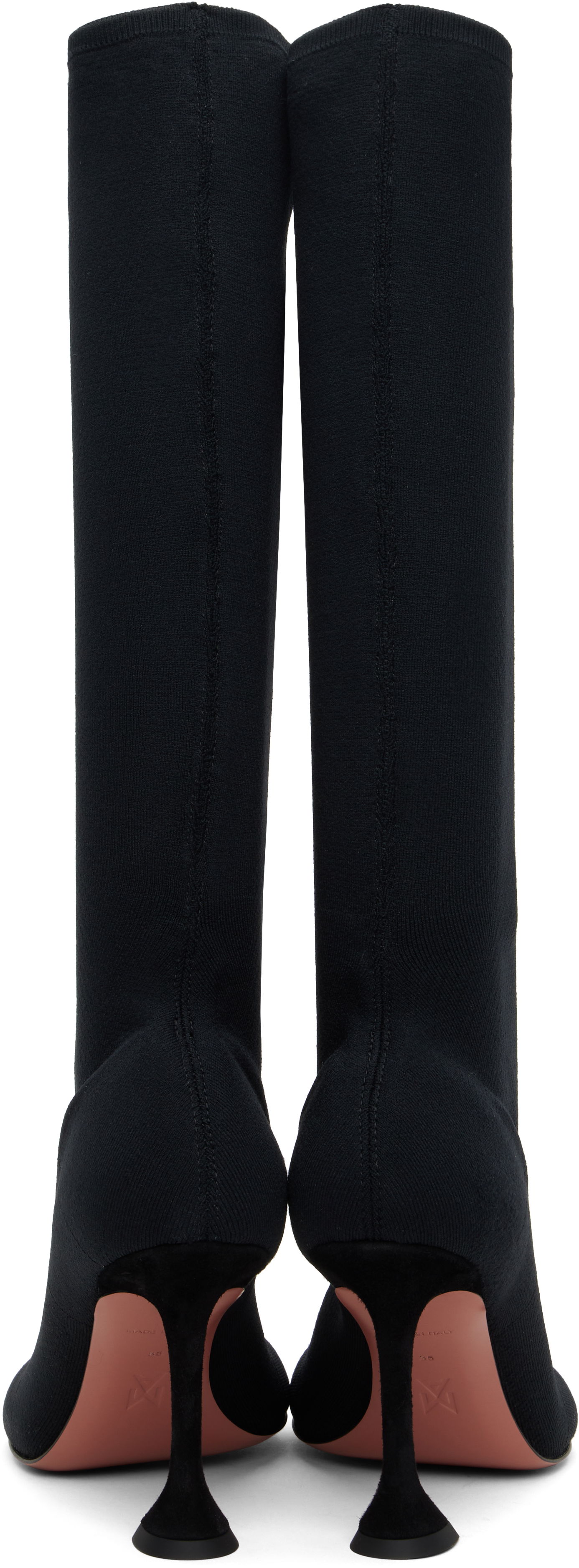 Tenisky a topánky Amina Muaddi Amina Muaddi Veneda Stretch Tall Boots Čierna | VENEDA STRETCH BOOT 95 KNIT, 1