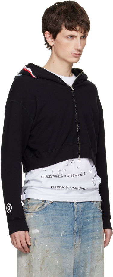Mikina BAPE Shark Cropped Full Zip Hoodie Čierna | 001ZPL802011L, 1