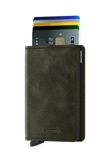 Peňaženka Secrid Leather Wallet Zelené | SV.OliveBlack, 1