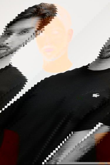 Tričko Lacoste Cotton Crew Neck Short Sleeve T-shirt with Embroidered Chest Design Čierna | TH5492, 3