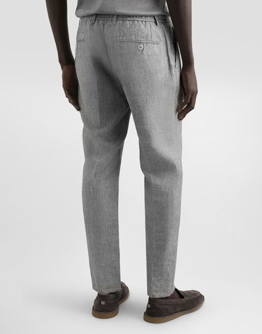 Nohavice Dolce & Gabbana Dolce & Gabbana Washed Linen Canvas Cropped Trousers Šedá | GV4EETFU4MFS8290, 2
