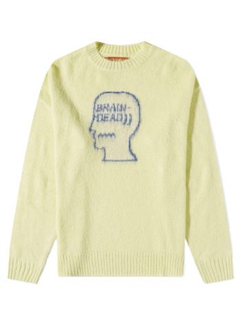 Brain Dead Logohead Pile Crewneck Sweater BDW22O12002639GR22