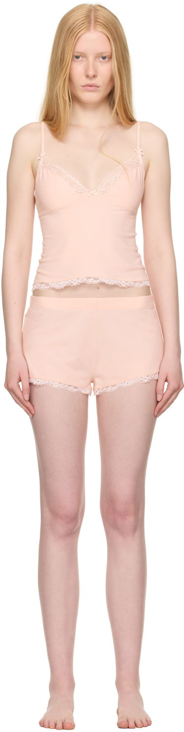 Pyžamo SKIMS SKIMS Cotton Jersey Lace Cami and Shorts Set Ružová | TP-CAM-8070W, 0