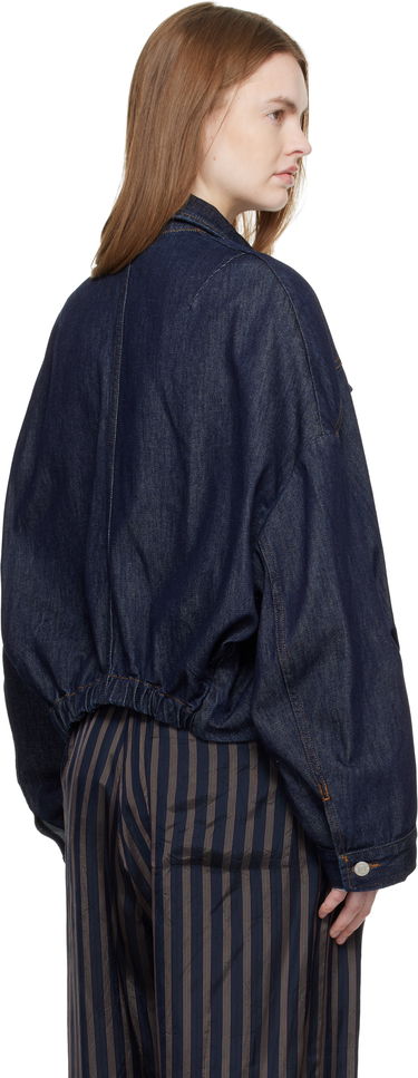 Bunda Dries Van Noten Bubble Hem Denim Jacket Navy | 261-130515-3385, 2