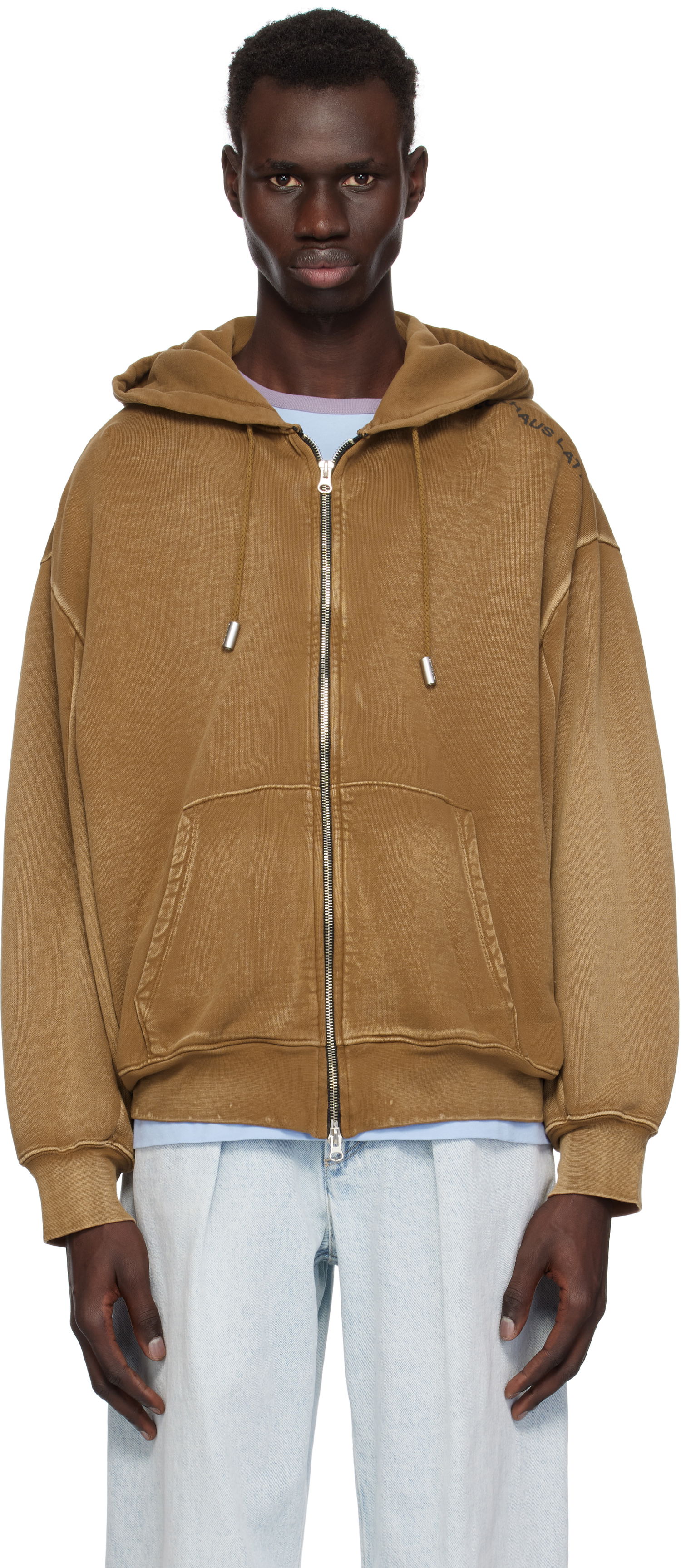 Mikina Eckhaus Latta Eckhaus Latta Zip-Up Hoodie Hnedá | 1103-EL-PS25-B - BISON, 0