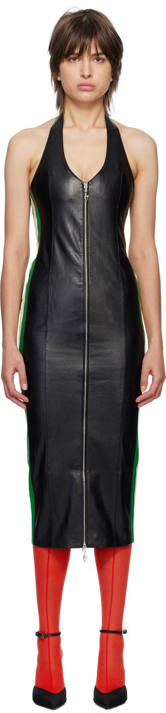 Šaty Miaou Miaou Hannah Jewett Harlow Faux-Leather Midi Dress Čierna | 5030VLBLK, 0