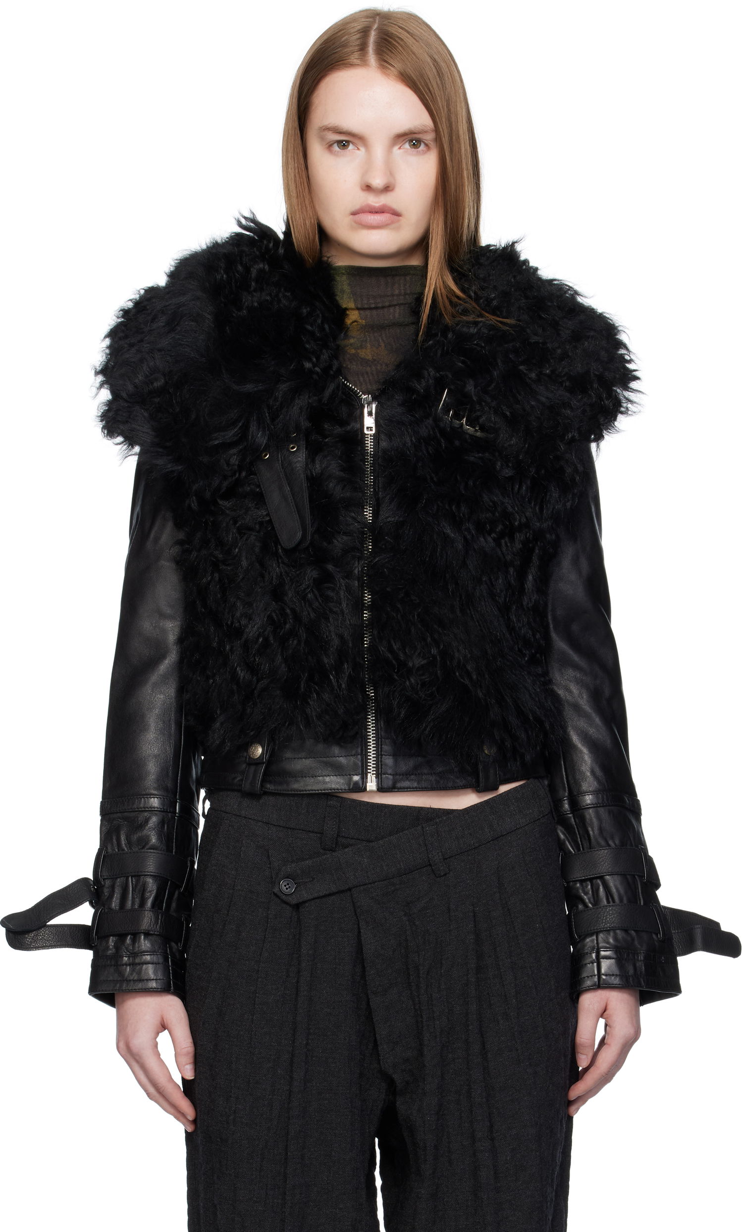 Bunda R13 R13 Furry Shrunken Shearling Jacket Čierna | R13WR419-R544A, 0