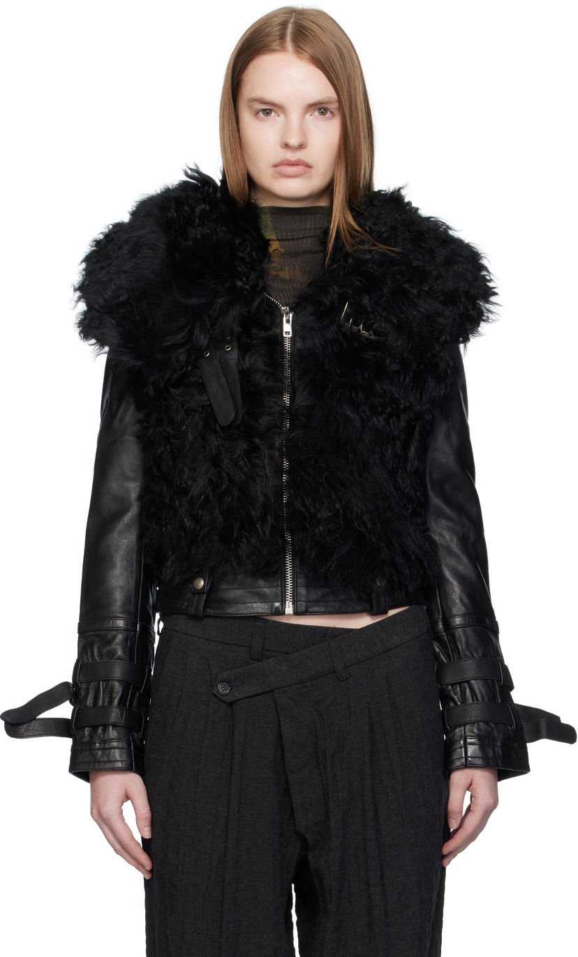 Bunda R13 R13 Furry Shrunken Shearling Jacket Čierna | R13WR419-R544A