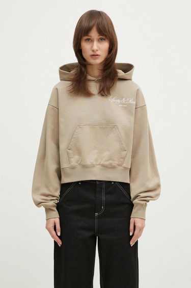 Mikina Sporty & Rich Sporty & Rich Vendome Script Embroidered Cropped Hoodie Béžová | ST074516232GY15, 0
