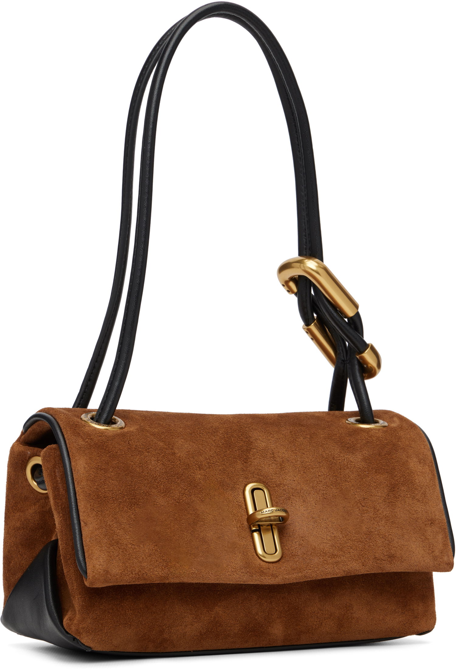 Kabelka Marc Jacobs The Suede Mini Dual Flap Bag with Gold-Tone Clasp Hnedá | 2F5HSH040H01, 1