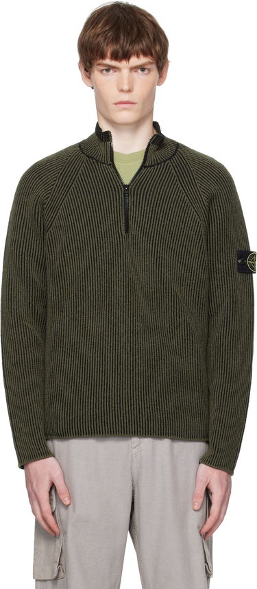 Sveter Stone Island Stone Island Full Rib RWS Wool Quarter-Zip Sweatshirt Zelené | K2S15 5100024 S00L7, 0