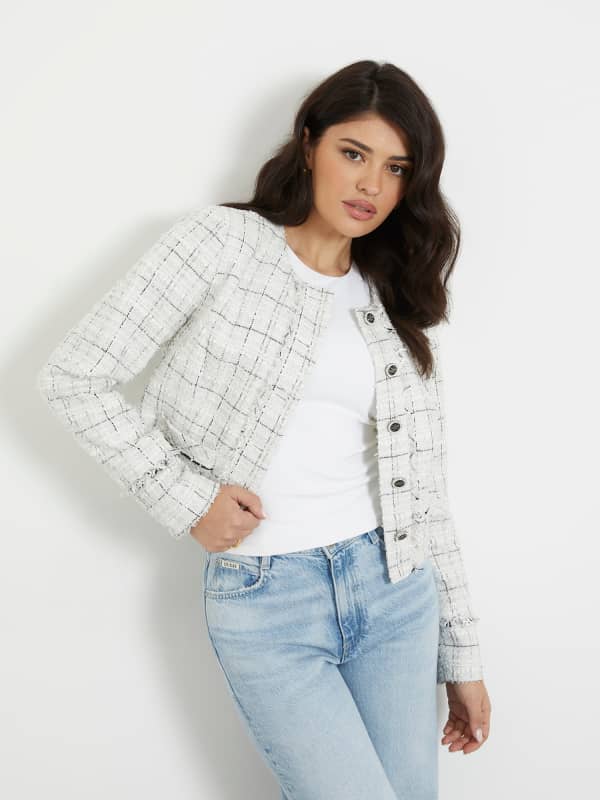 Bunda GUESS Tweed Jacket Biela | W4RN39WFWW2, 0
