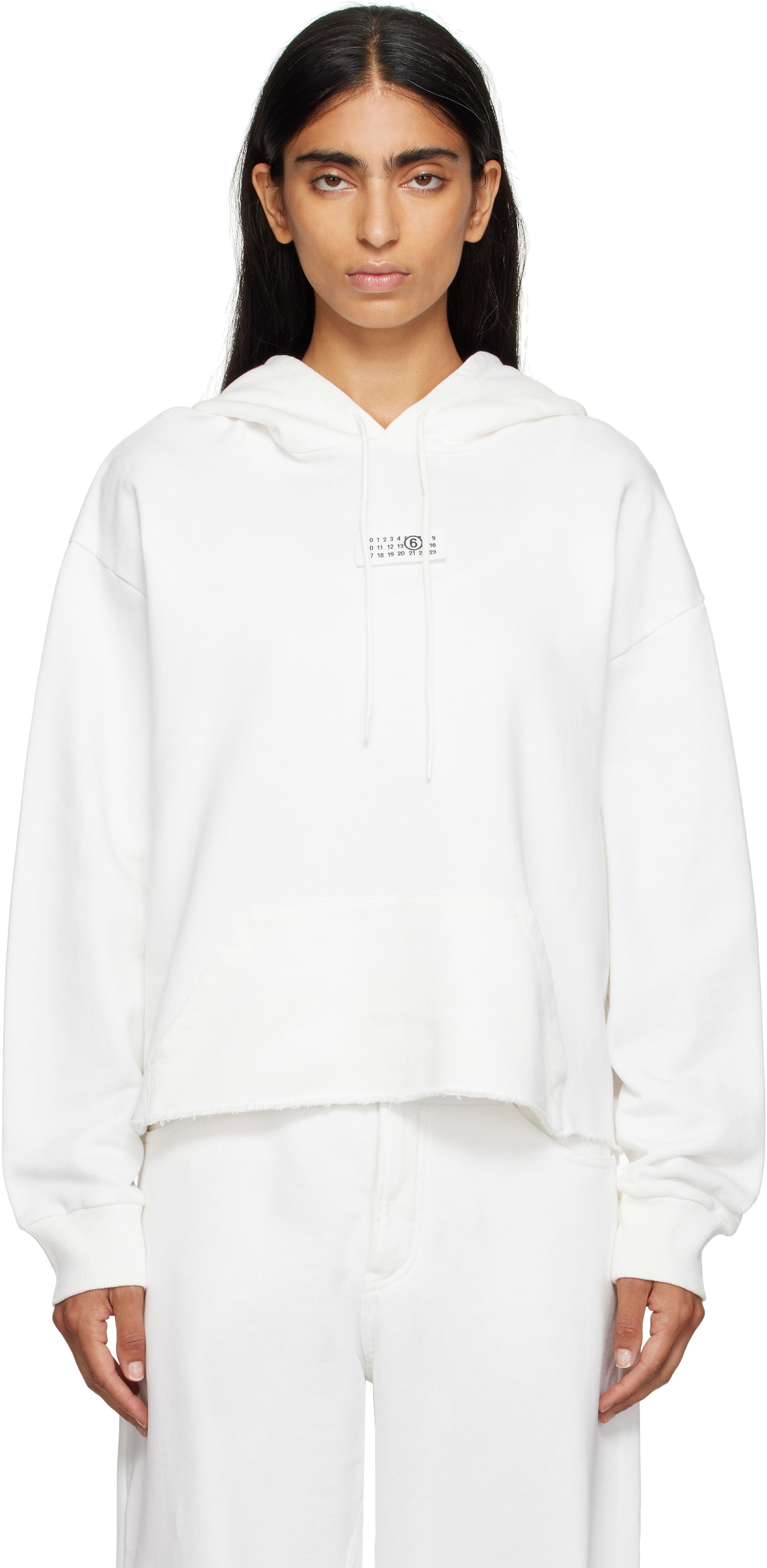 Mikina Maison Margiela MM6 Maison Margiela Logo Patch Cropped Hoodie Biela | S52GU0234 M25025, 0