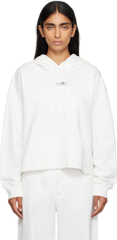 Mikina Maison Margiela MM6 Maison Margiela Logo Patch Cropped Hoodie Biela | S52GU0234 M25025, 0