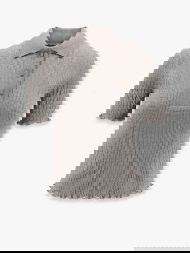 Polo tričko FENDI Fendi Women's Ribbed Polo Shirt Šedá | FS9713ASMJF1RX3, 0