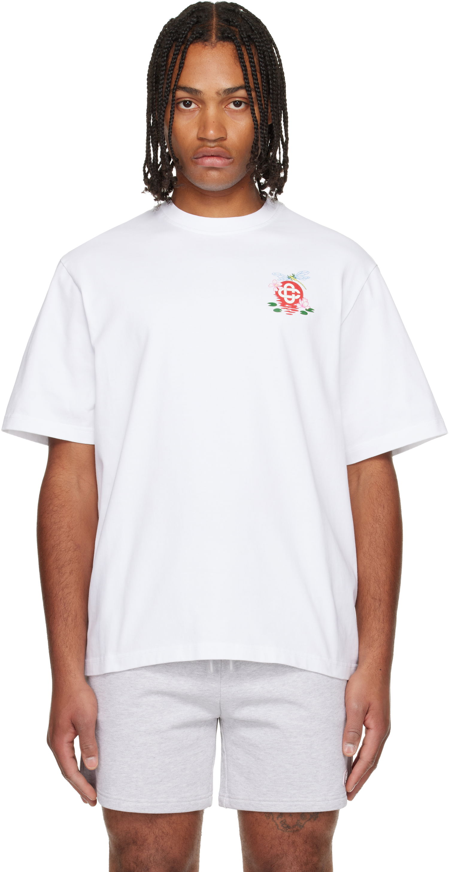 Tričko Casablanca Casablanca Dragonfly Floral Oversized Short Sleeve T-shirt Biela | M-AW25-JTS-044-08, 0