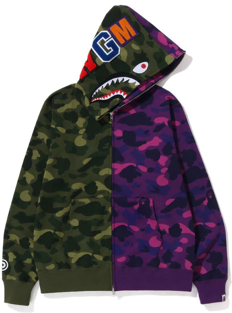 Mikina BAPE Bape Color Camo Shark Full Zip Hoodie Green/Purple Rôznofarebný | 001ZPI801017M-GRN, 0