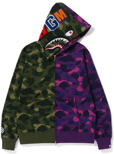 Mikina BAPE Bape Color Camo Shark Full Zip Hoodie Green/Purple Rôznofarebný | 001ZPI801017M-GRN, 0