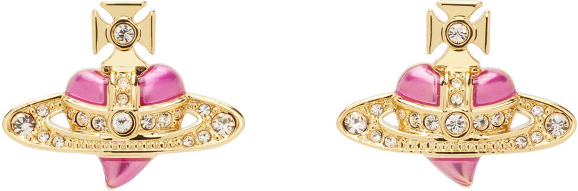 Náušnice Vivienne Westwood Diamante Heart Orb Stud Earrings Ružová | 6201033K-02R927-