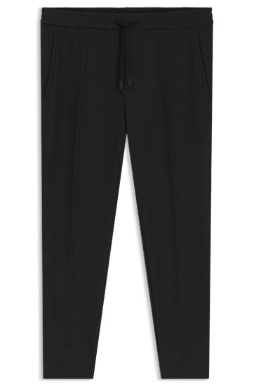 Tepláky BOSS Water-Repellent Tapered-Fit Stretch Trousers Čierna | 50538179, 0