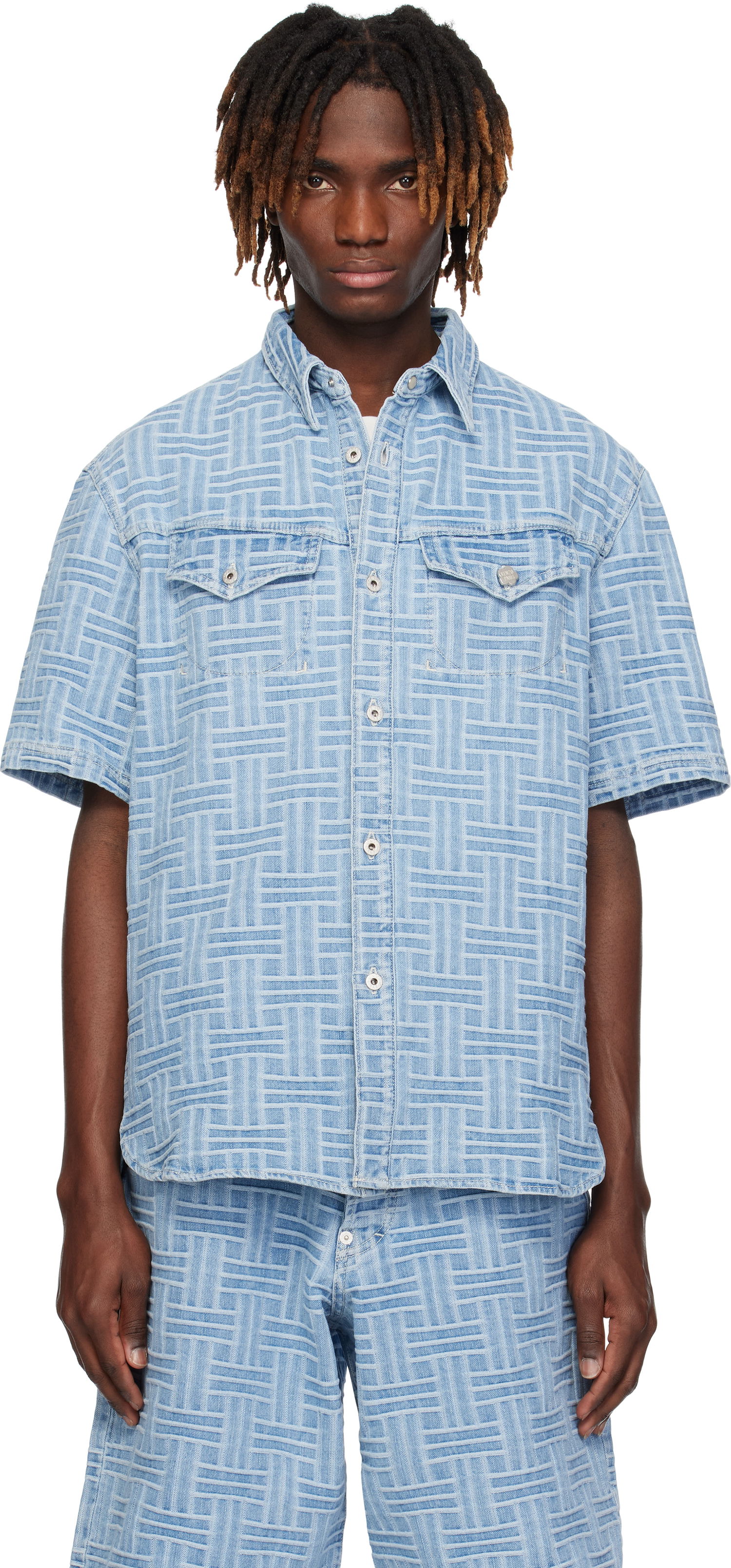 Košeľa KENZO Kenzo Paris 'KENZO Weave' Relaxed Denim Shirt Modrá | FF55DC1026J4, 0