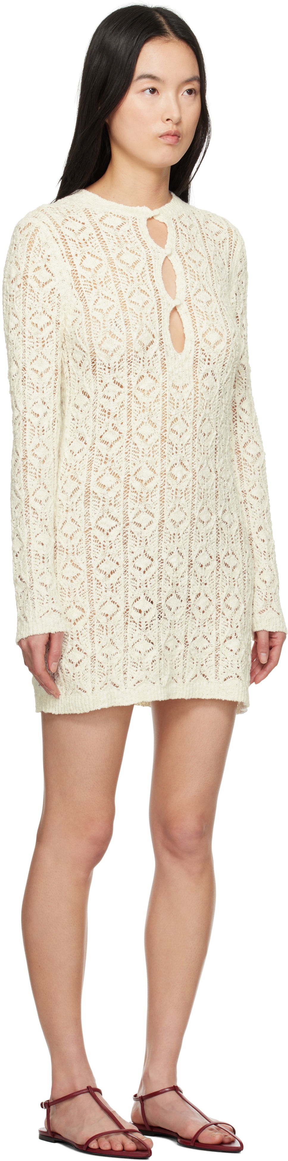 Šaty Loulou de Saison Loulou de Saison Evan Knit Minidress Biela | EVAN, 1