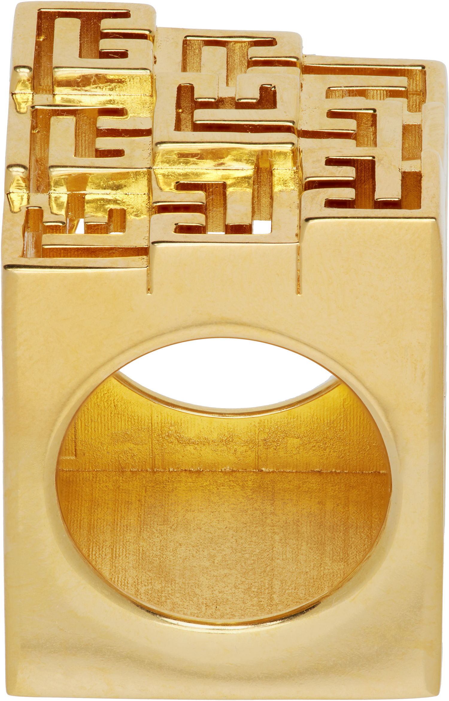 Prsteň Balmain Chunky Geometric 3D Multi 'PB' Ring Žltá | GN1XR582MBRA, 0