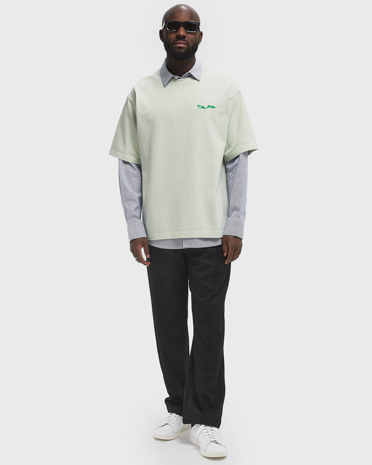 Tričko ØLÅF Olaf Wavy Drift Embroidered T-Shirt Zelené | M200106-PALE-GREEN, 1