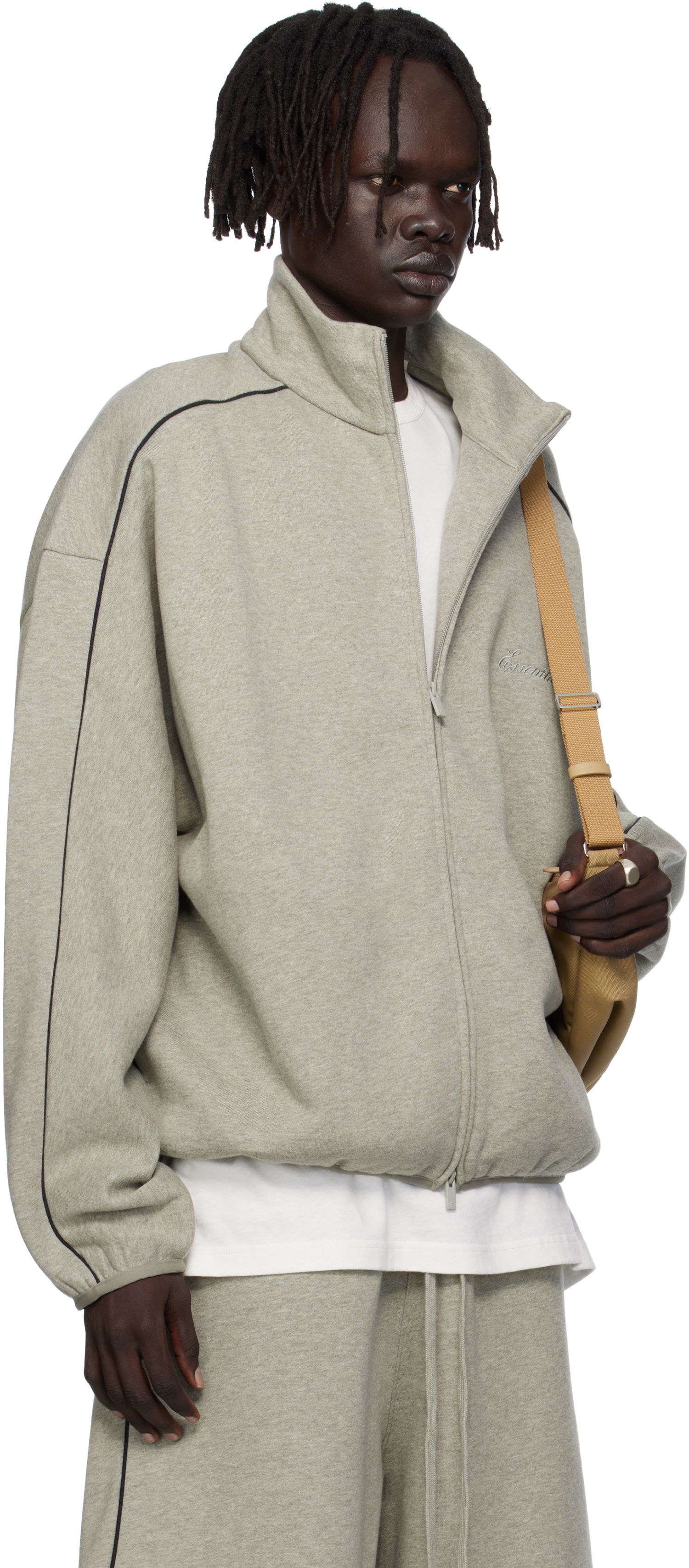 Bunda Fear of God Fear of God ESSENTIALS Modern Fit Fleece Track Jacket Šedá | 202SP256895F, 1