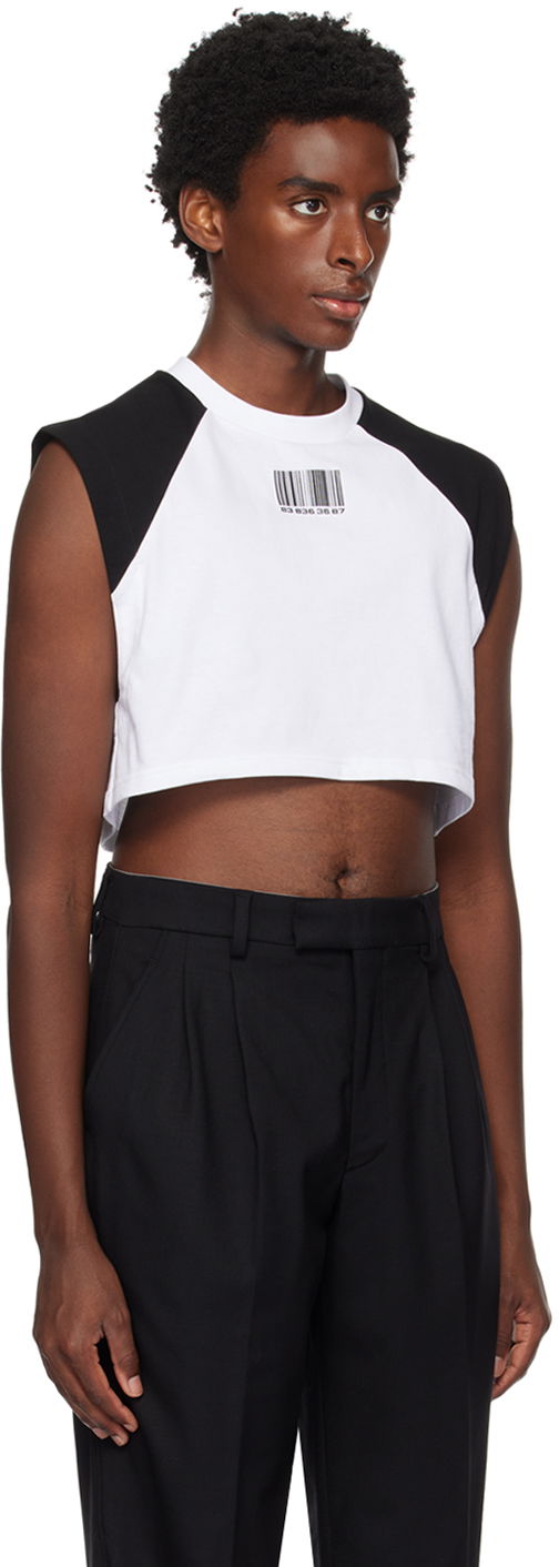 Crop Top VETEMENTS VTMNTS Colorblock Cropped Sleeveless T-Shirt Biela | VL16TR640B, 1