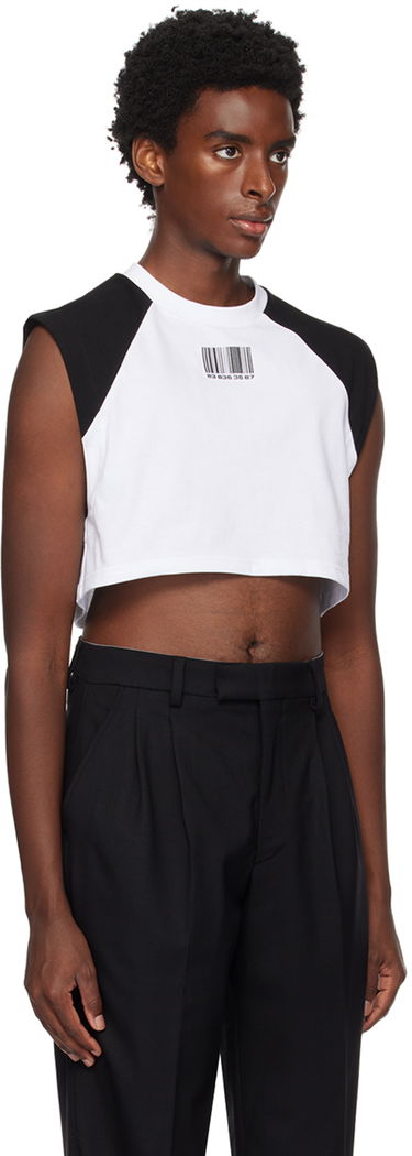 Crop Top VETEMENTS VTMNTS Colorblock Cropped Sleeveless T-Shirt Biela | VL16TR640B, 1