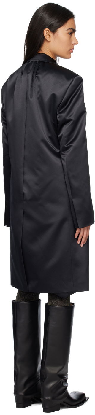 Kabáty We11done Single-Breasted Satin Coat Čierna | WD-CT1-23-043-W-BK, 2