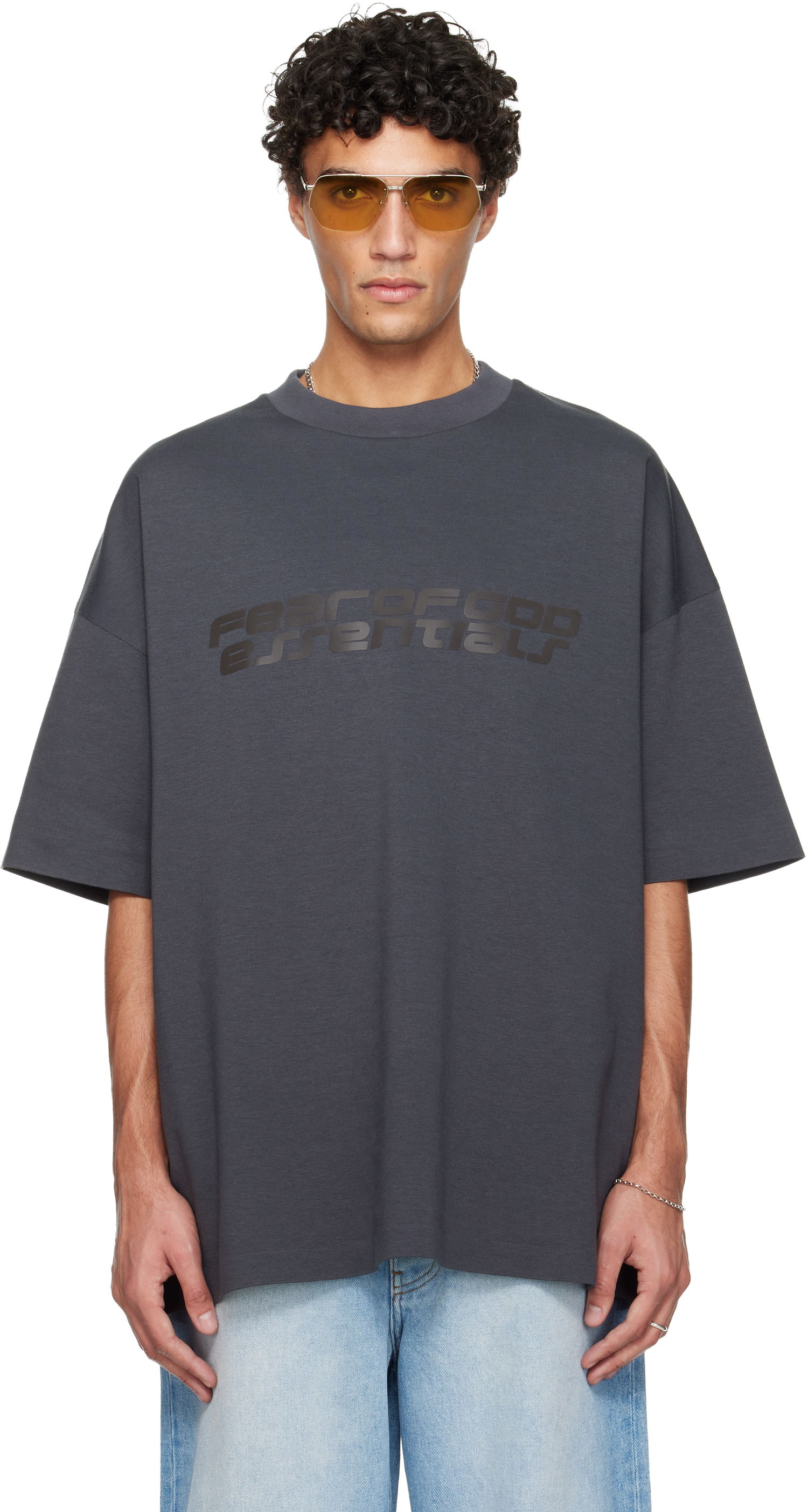 Tričko Fear of God Holiday 90s Oversized Graphic Crewneck Short Sleeve T-shirt Šedá | 125HO254502F, 0