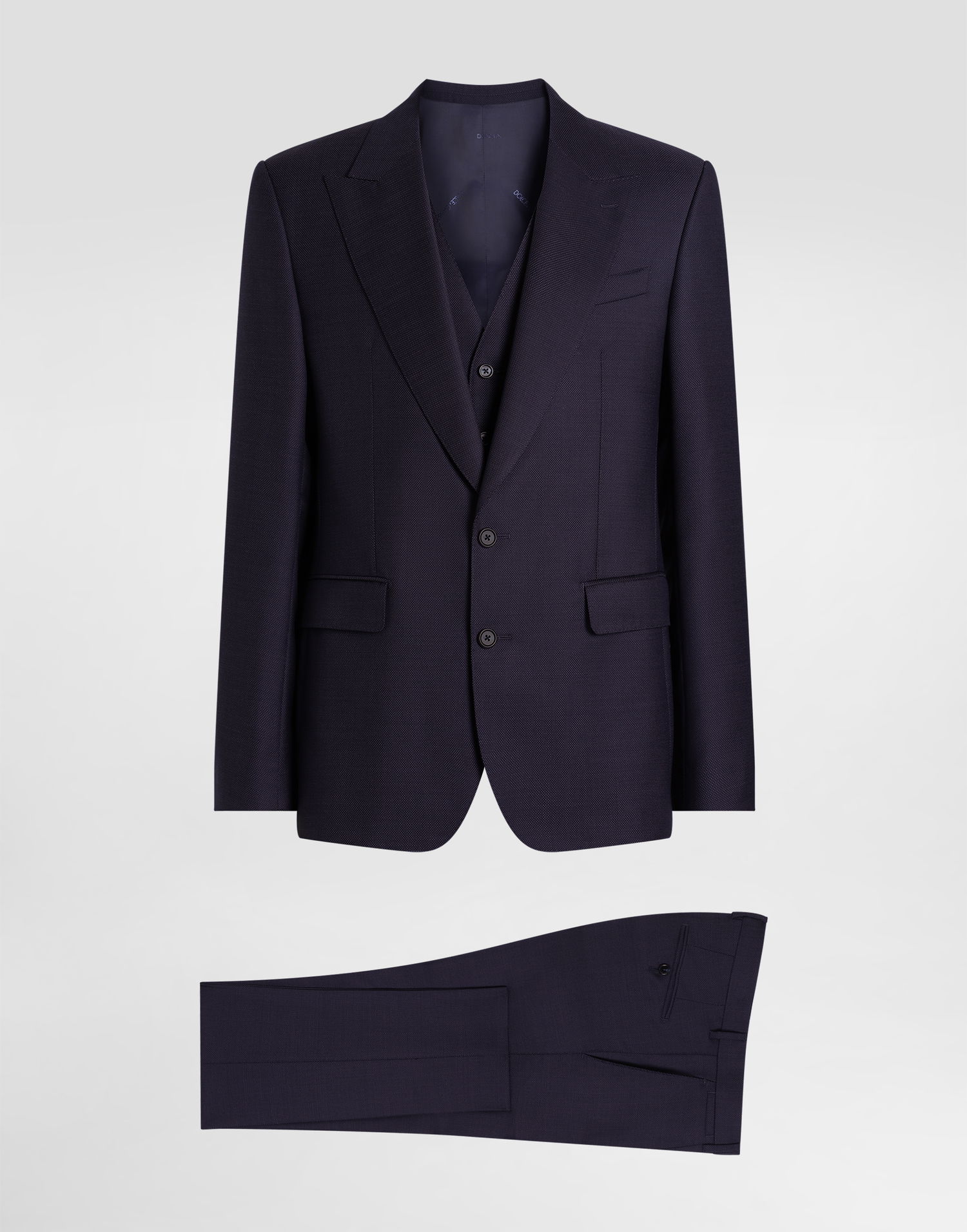 Súprava Dolce & Gabbana Dolce & Gabbana Single-Breasted Micro-Patterned Three-Piece Suit Navy | GK02XTFM2GSS8031, 0