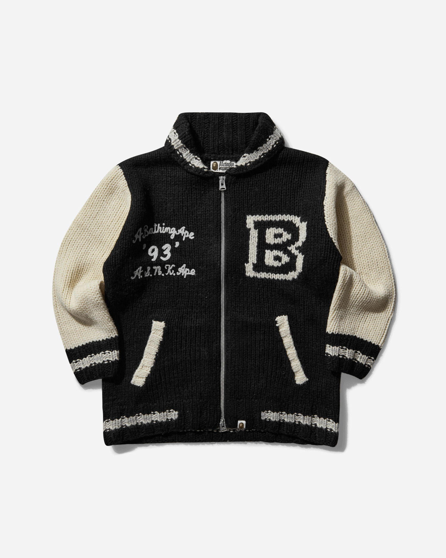 Sveter BAPE Cowichan Varsity Knitted Zip Cardigan Rôznofarebný | 1K80120002 BLACK, 1