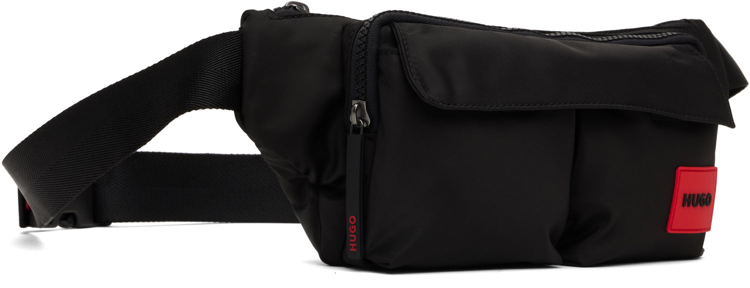 Ľadvinka BOSS HUGO Twill Double Flap Pocket Belt Bag Čierna | 50541616, 1
