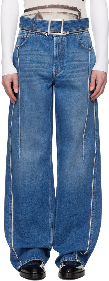 Džínsy Jean Paul Gaultier Jean Paul Gaultier 'The Belted Denim' Wide-Leg Jeans Modrá | 25/33-F-JE164-D013-57, 0