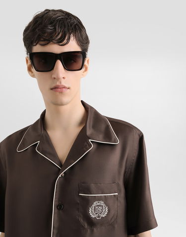 Košeľa Dolce & Gabbana Dolce & Gabbana Silk Twill Shirt Hnedá | G5KS3ZFU10SM1213, 1