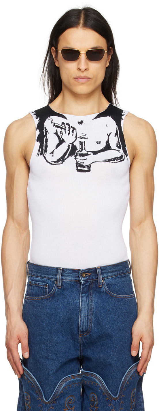 Tielko Y/PROJECT Sleeveless Tattoo Print Tank Top Biela | MTOP5-S24, 0