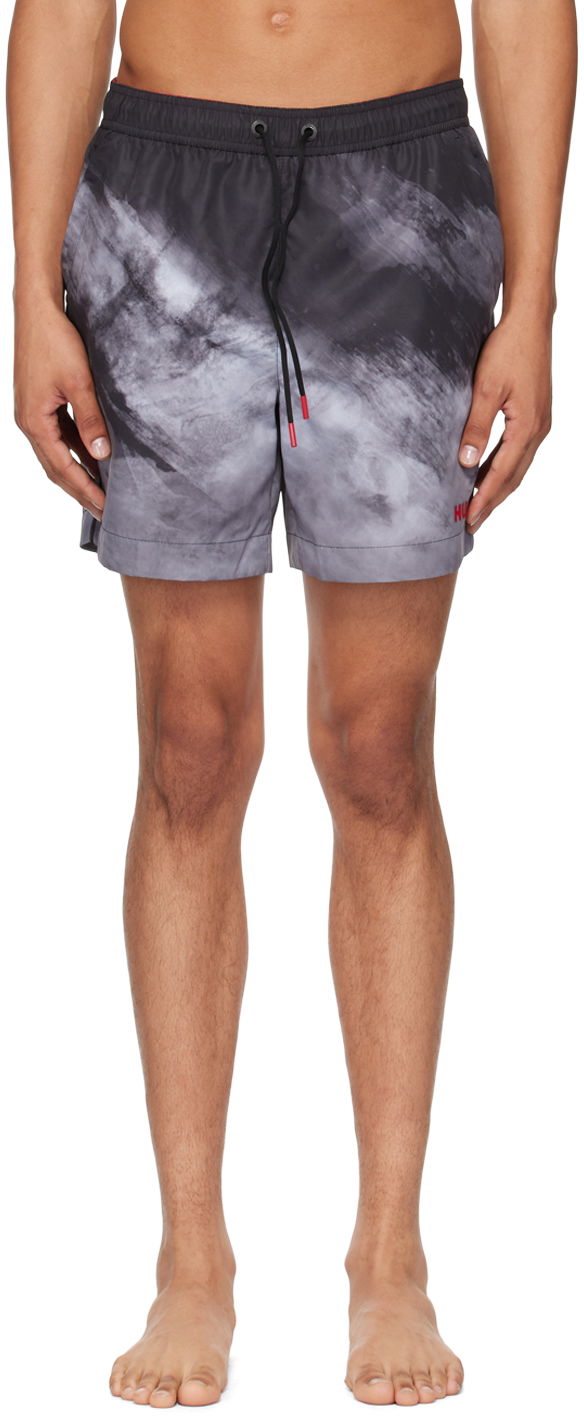 Šortky BOSS Hugo Gray Printed Swim Shorts Šedá | 50520731