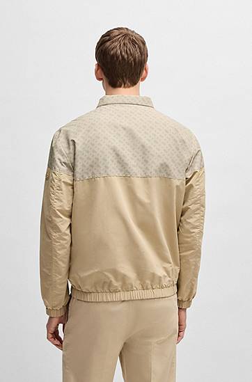 Vetrovka BOSS Monogram Water-Repellent Jacket Béžová | 50539691, 1