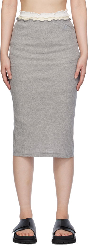 Sukňa Jil Sander Layered Midi Skirt Šedá | J40FV0105_JTN357, 0