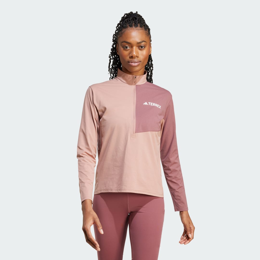 Mikina adidas Performance Terrex Multi Climacool 1/2 Zip Long-Sleeve Top Ružová | JE0363, 0