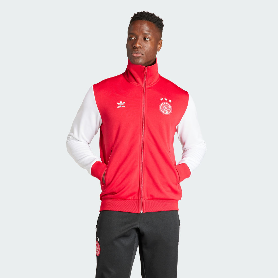 Bunda adidas Performance Ajax Amsterdam Essentials Trefoil Jacket Červená | IL6044, 1